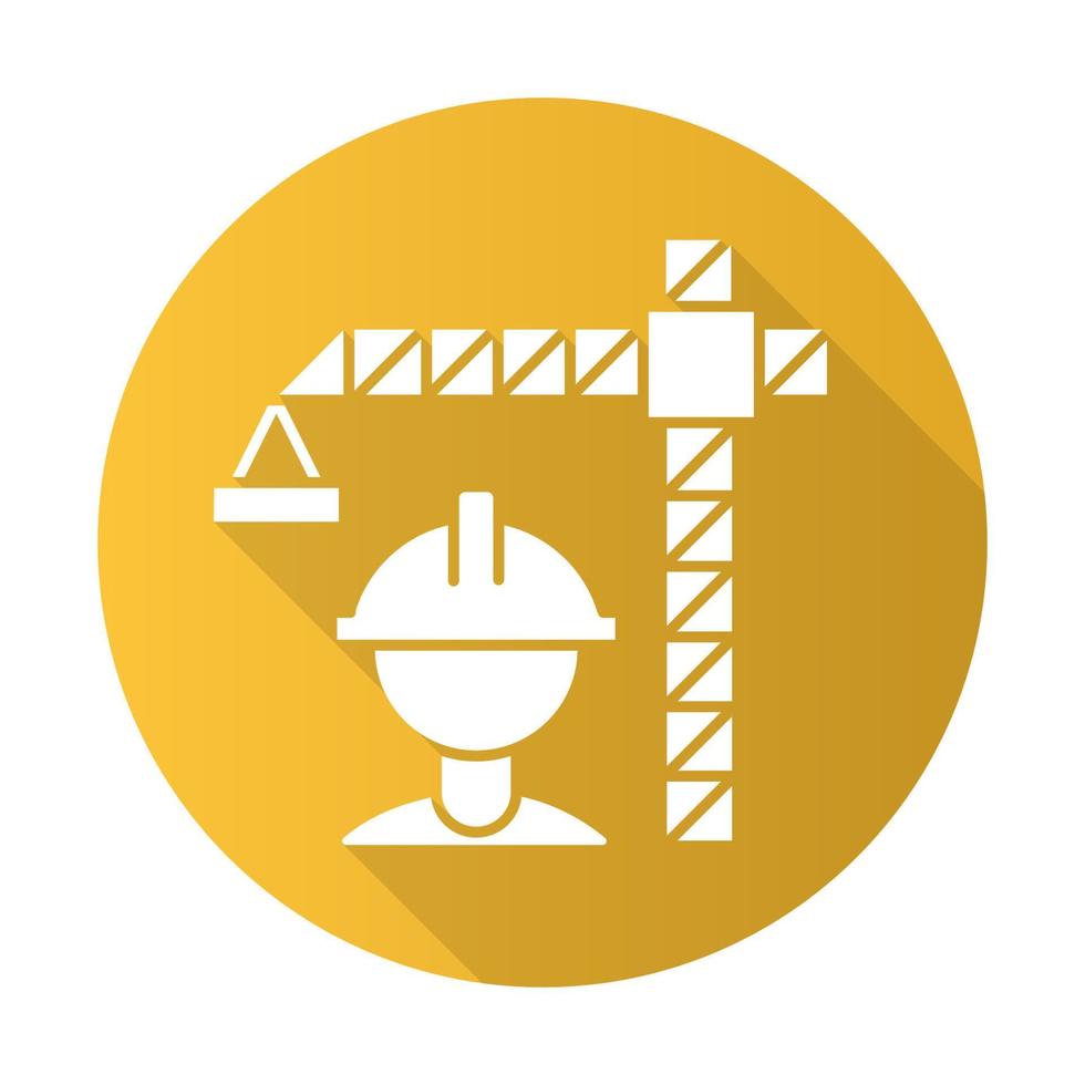 icône de glyphe de grandissime design plat jaune de l'industrie de la construction. secteur du bâtiment. constructeur de grues en casque. construction logements, infrastructures. développement immobilier. illustration vectorielle vecteur