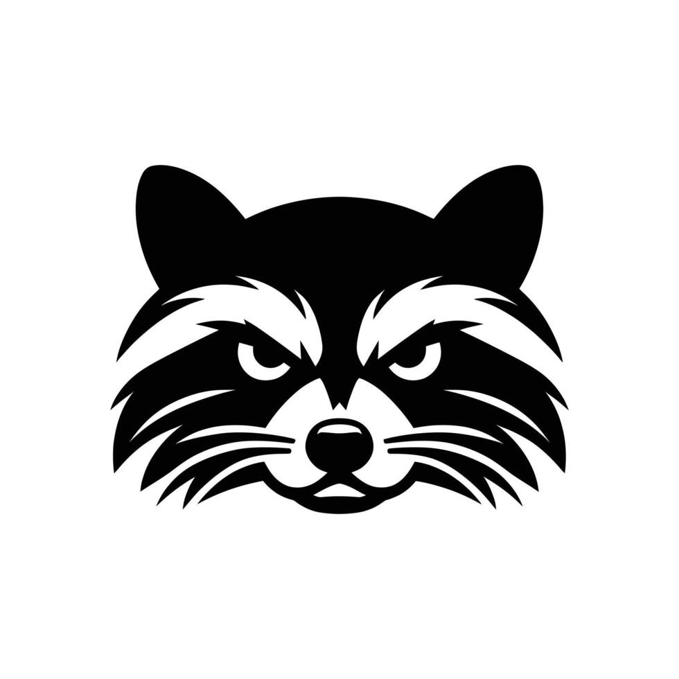 illustration de sauvage en colère raton laveur silhouette dans noir et blanc vecteur