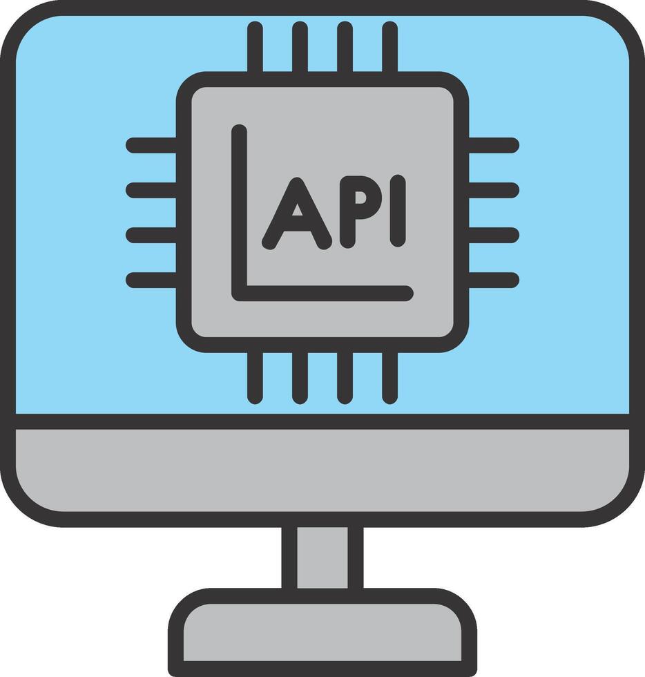 api interface ligne rempli icône vecteur