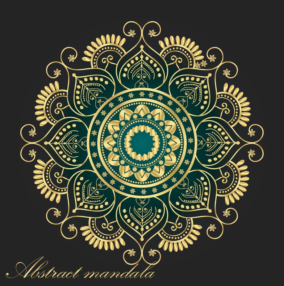 abstrait d'or ornement et fleur mandala vecteur