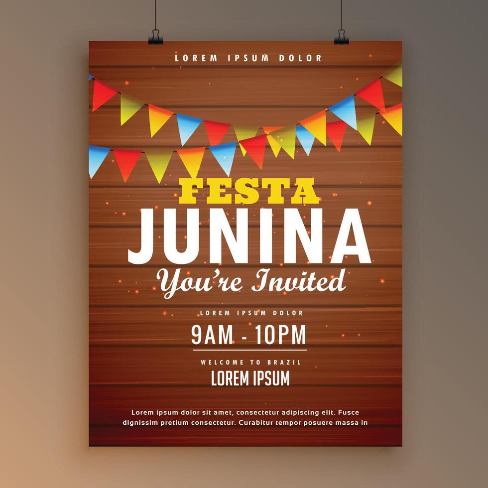 festa Junina fête invitation affiche prospectus conception vecteur