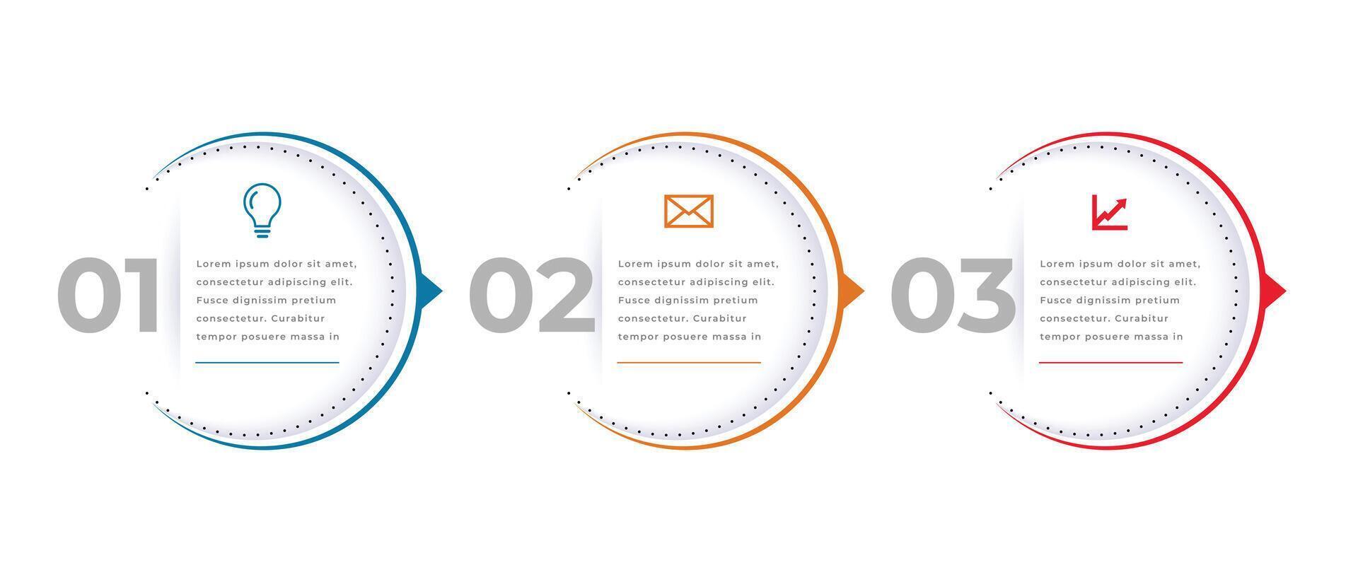 Trois étape infographie flux de travail graphique bannière pour entreprise Succès vecteur