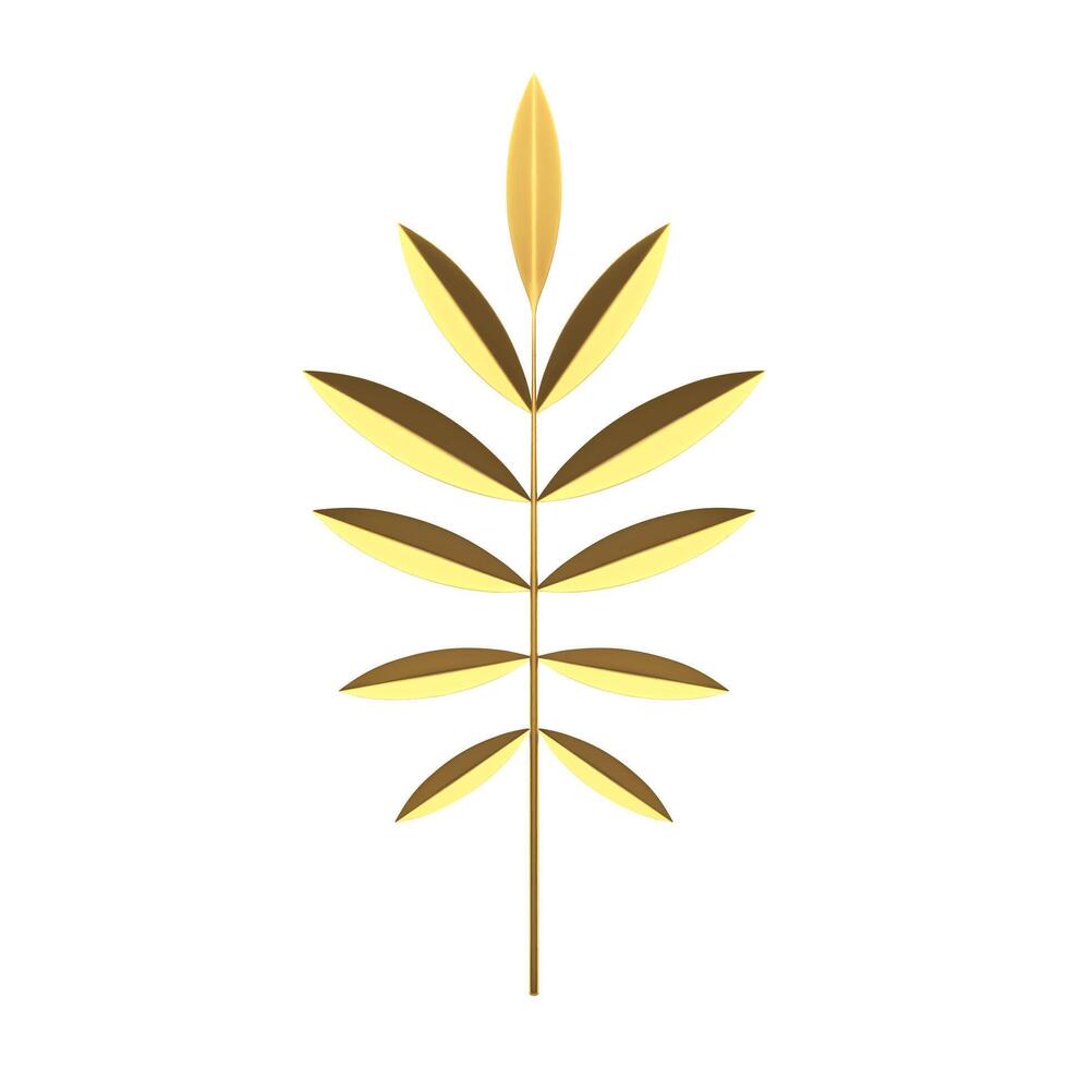 d'or tropical arbre branche métallique prime floristique composition décor élément 3d icône vecteur