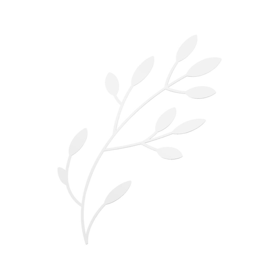 romantique arbre branche blanc en bois plante avec feuilles incurvé tige mariage décor 3d icône vecteur