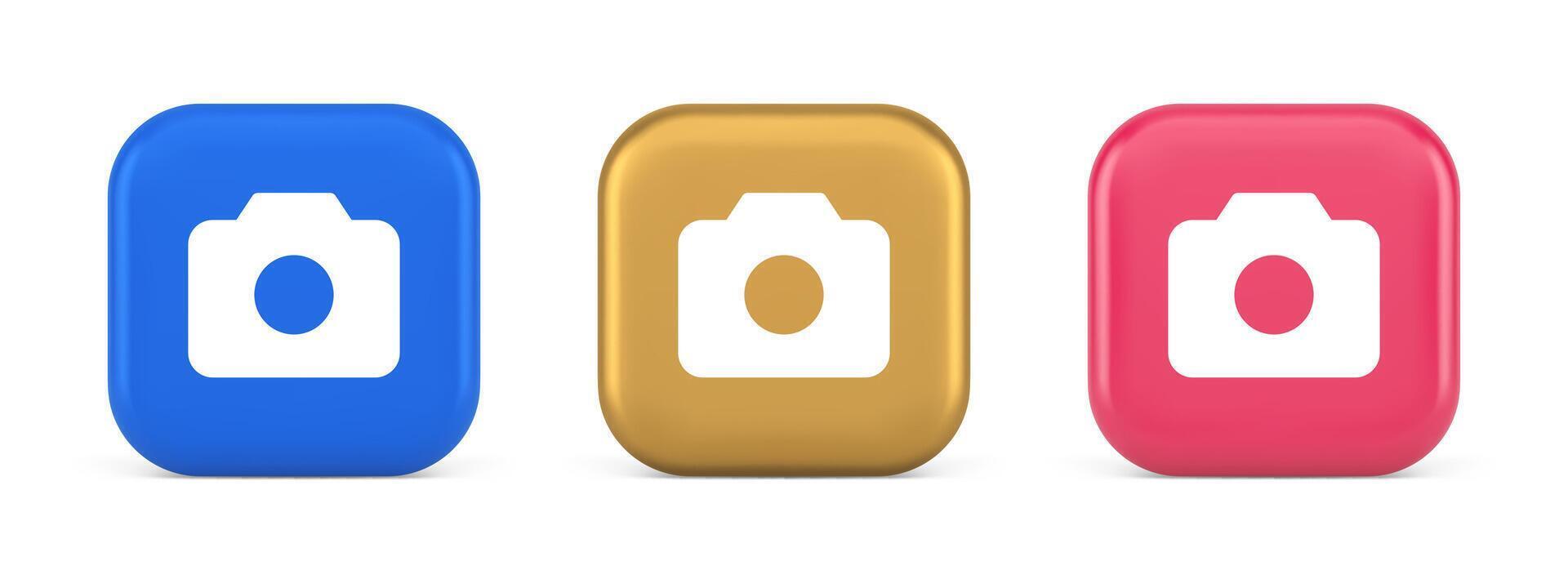 caméra multimédia application contenu création numérique bouton 3d réaliste icône vecteur