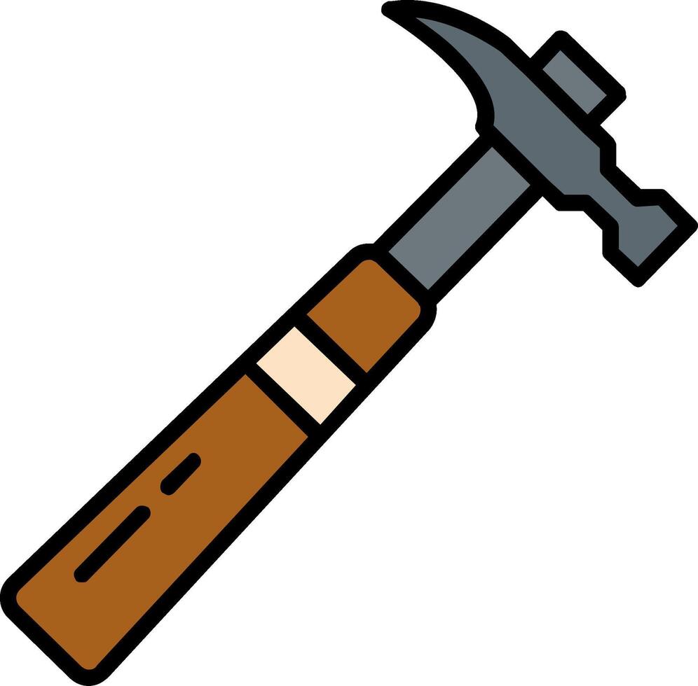 icône remplie de ligne de marteau vecteur