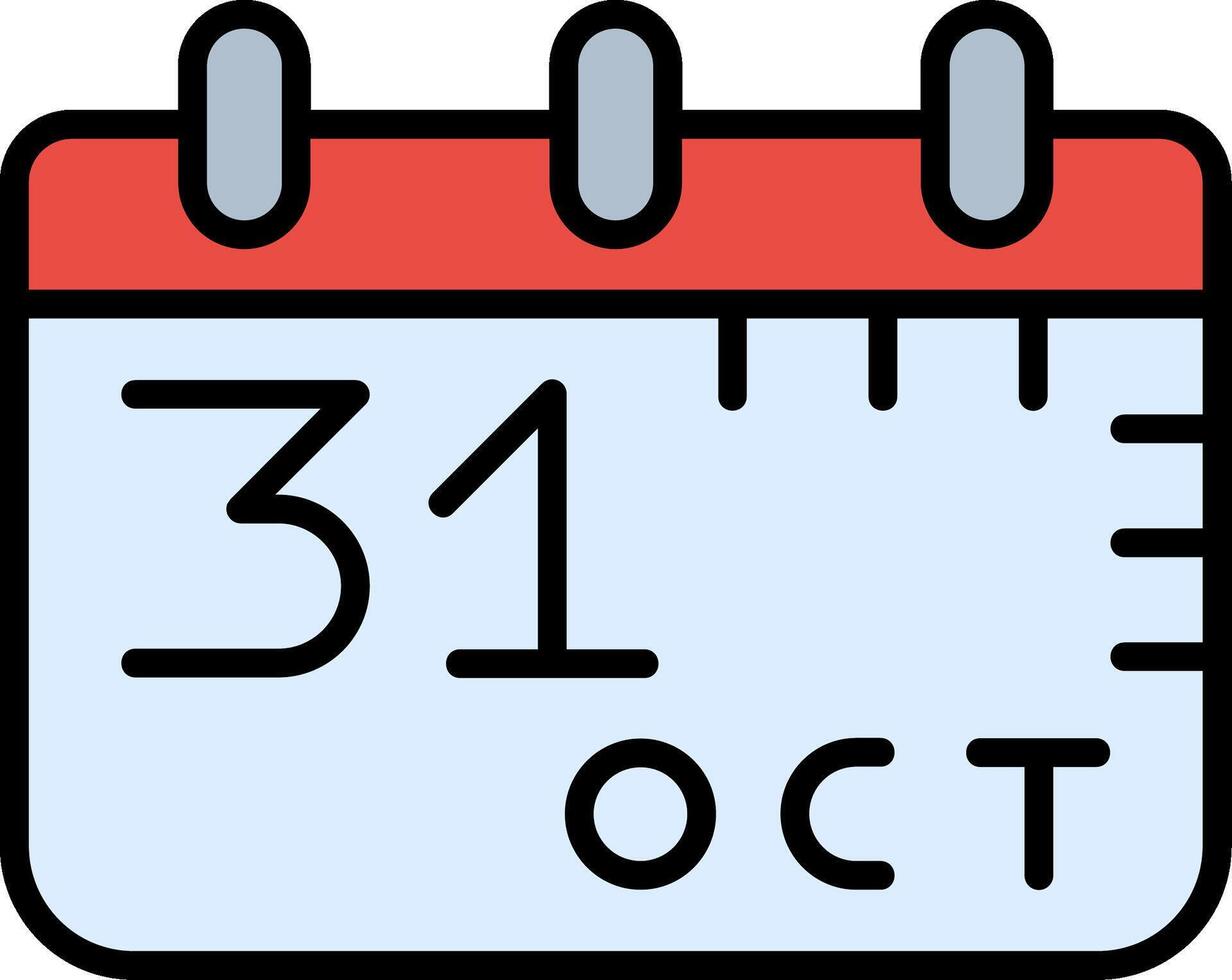 icône remplie de ligne du 31 octobre vecteur
