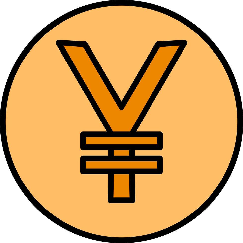 yen pièce de monnaie ligne rempli icône vecteur