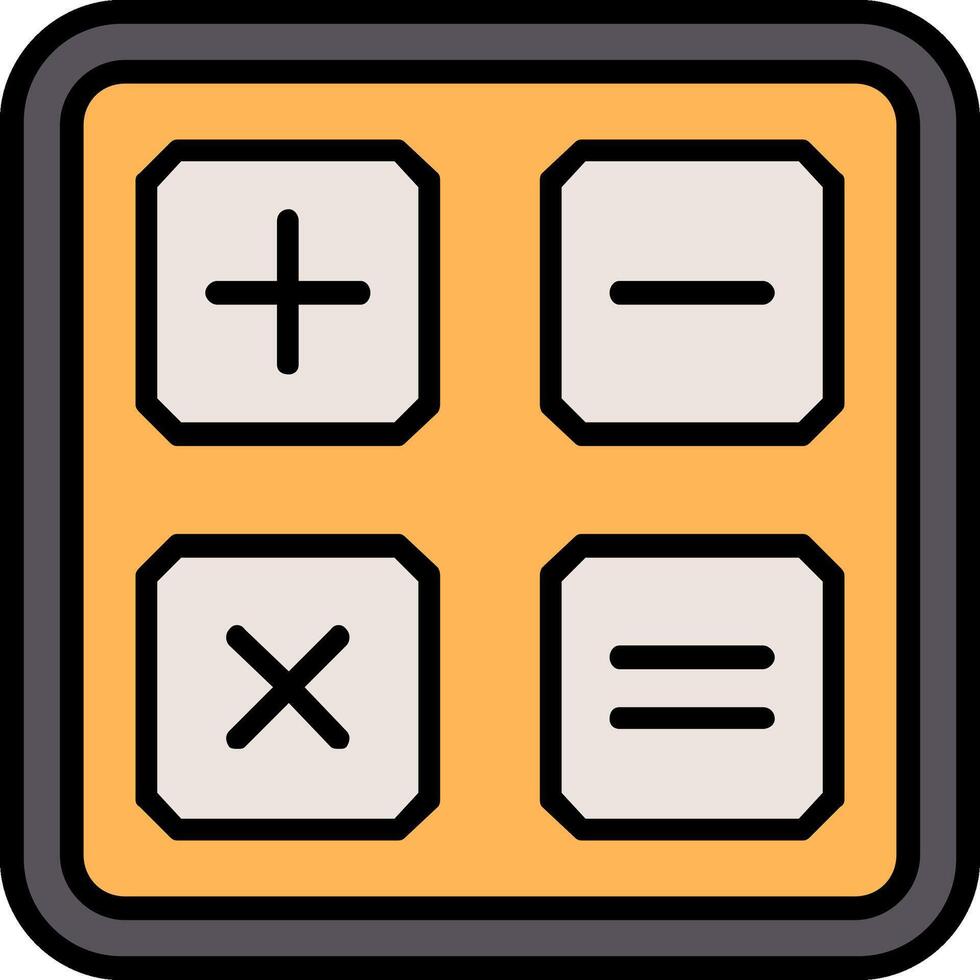 icône remplie de ligne de calculatrice vecteur