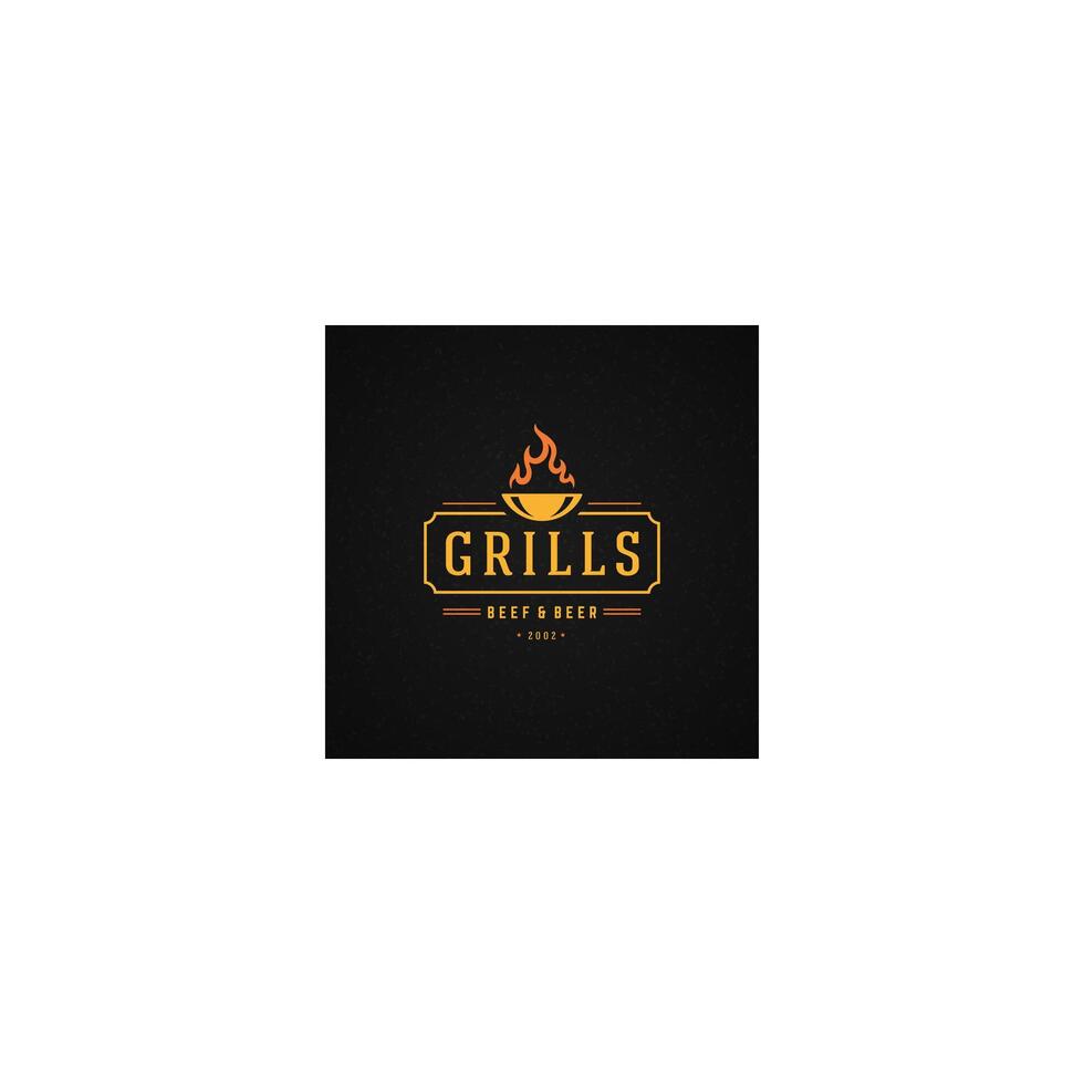 gril conception élément dans ancien style pour logotype vecteur