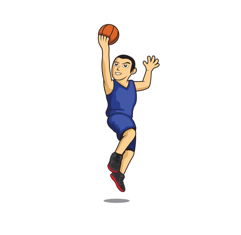 illustration de conception de personnage de dessin animé de joueur de basket-ball sautant vecteur