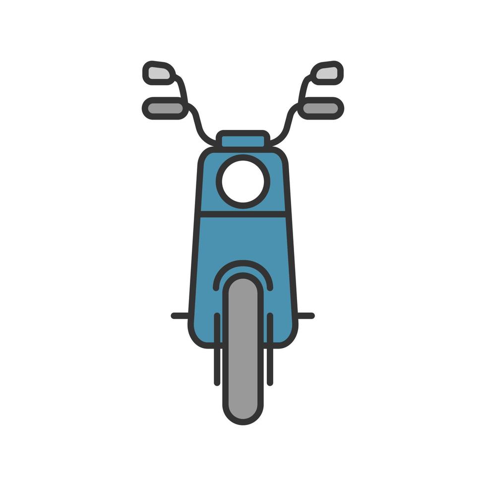 scooter dans l'icône de couleur de vue de face. moto. vespa. illustration vectorielle isolée vecteur