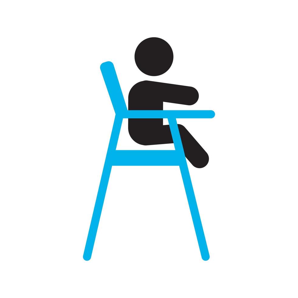 enfant assis dans l'icône silhouette chaise haute à manger. chaise d'alimentation pour enfants. illustration vectorielle isolée vecteur
