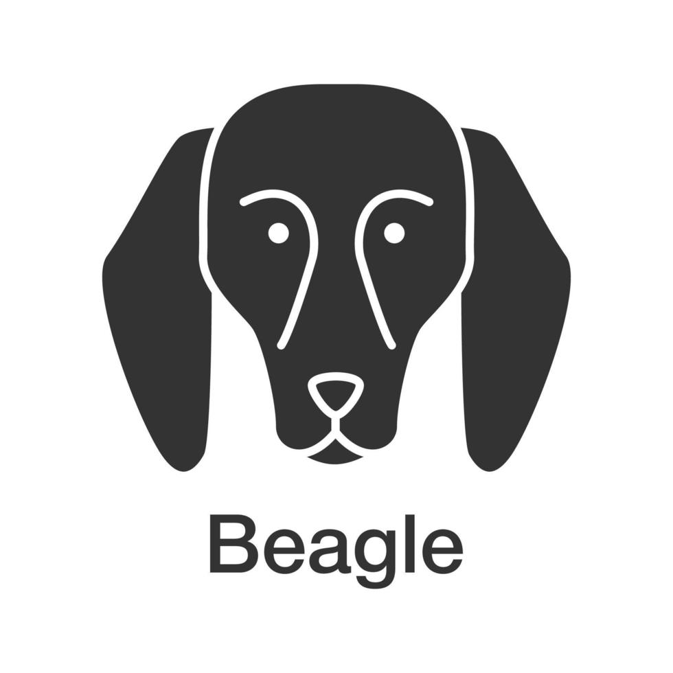 icône de glyphe de beagle. race de chien de chasse. symbole de silhouette. espace négatif. illustration vectorielle isolée vecteur