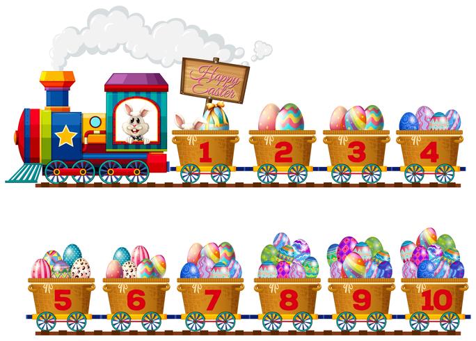 Un lapin de Pâques en train numéro vecteur