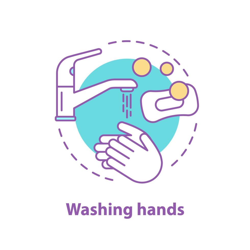 icône de concept de lavage des mains. illustration de ligne mince idée d'hygiène. procédures d'hygiène. dessin de contour isolé de vecteur