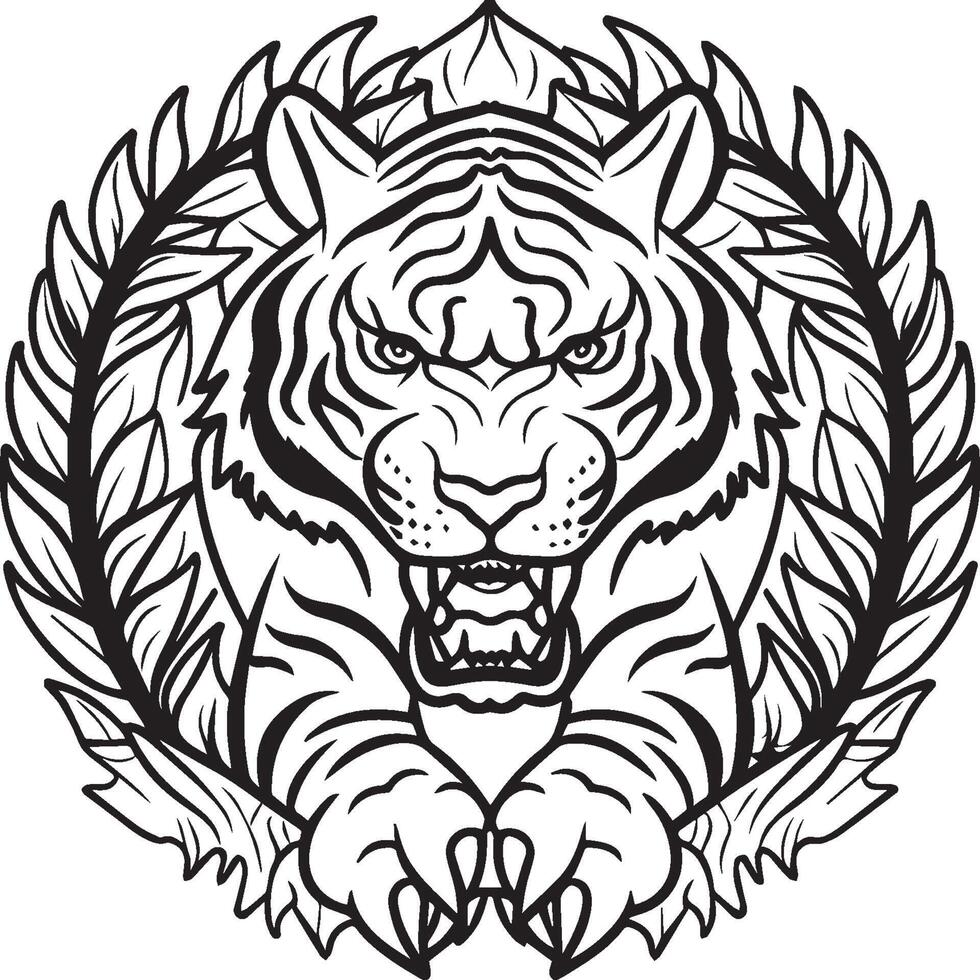 tigre coloration pages. tigre ligne art pour coloration pages. tigre contour vecteur