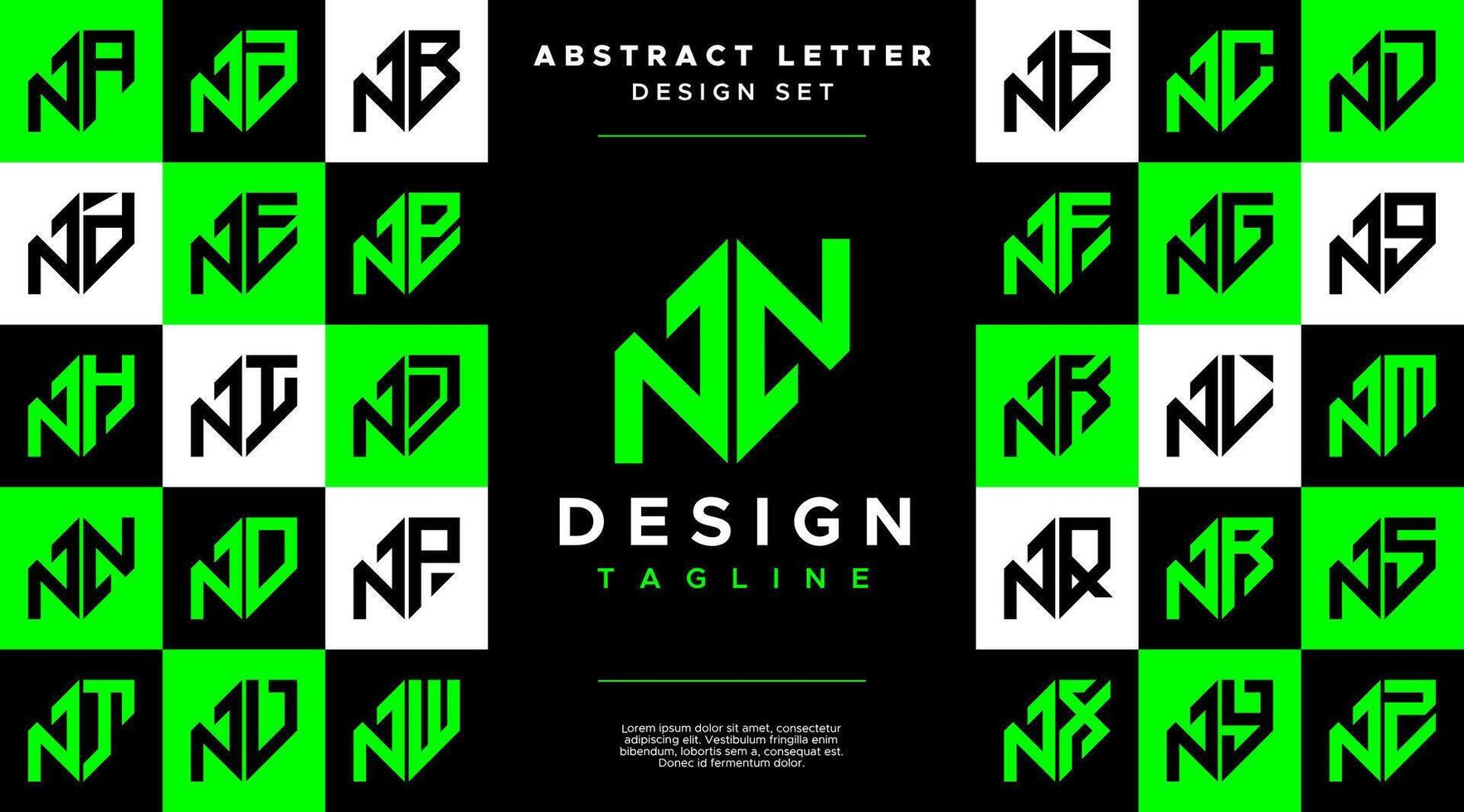 moderne tranchant ligne abstrait lettre n nn logo paquet vecteur