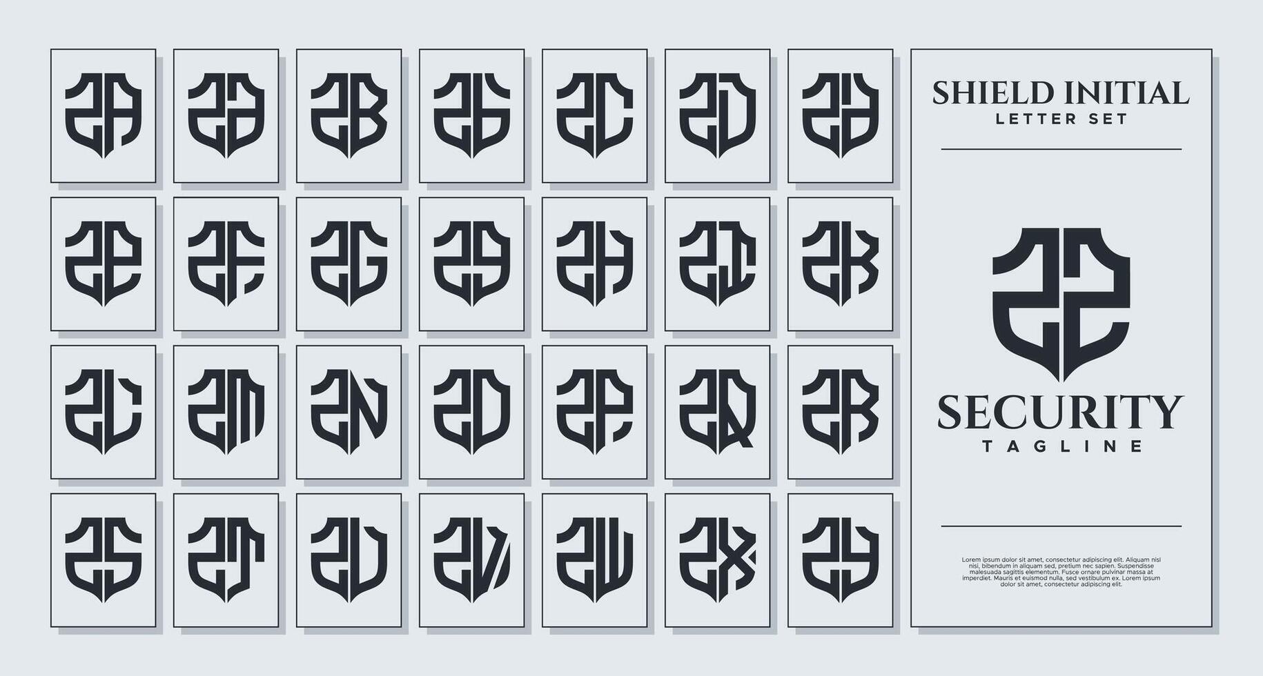 ensemble de géométrique bouclier lettre z zz logo conception vecteur