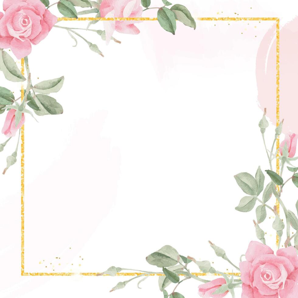 aquarelle rose Rose fleur bouquet couronne Cadre collection vecteur