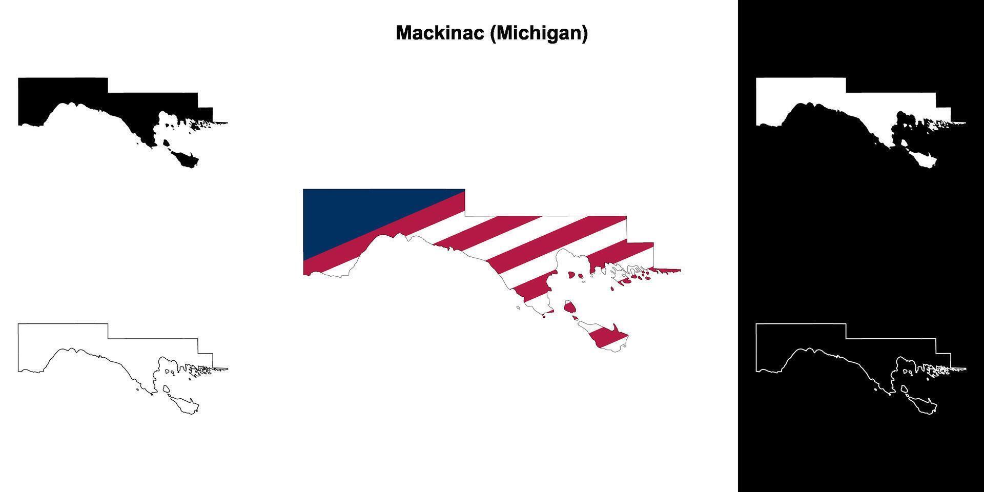 Mackinac comté, Michigan contour carte ensemble vecteur