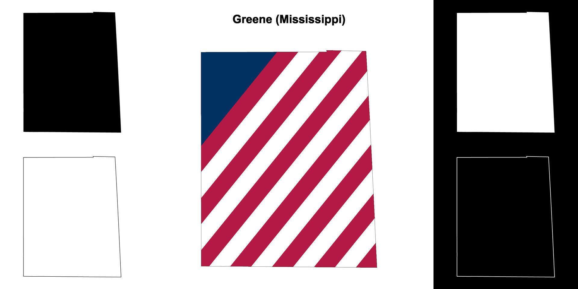vert comté, Mississippi contour carte ensemble vecteur