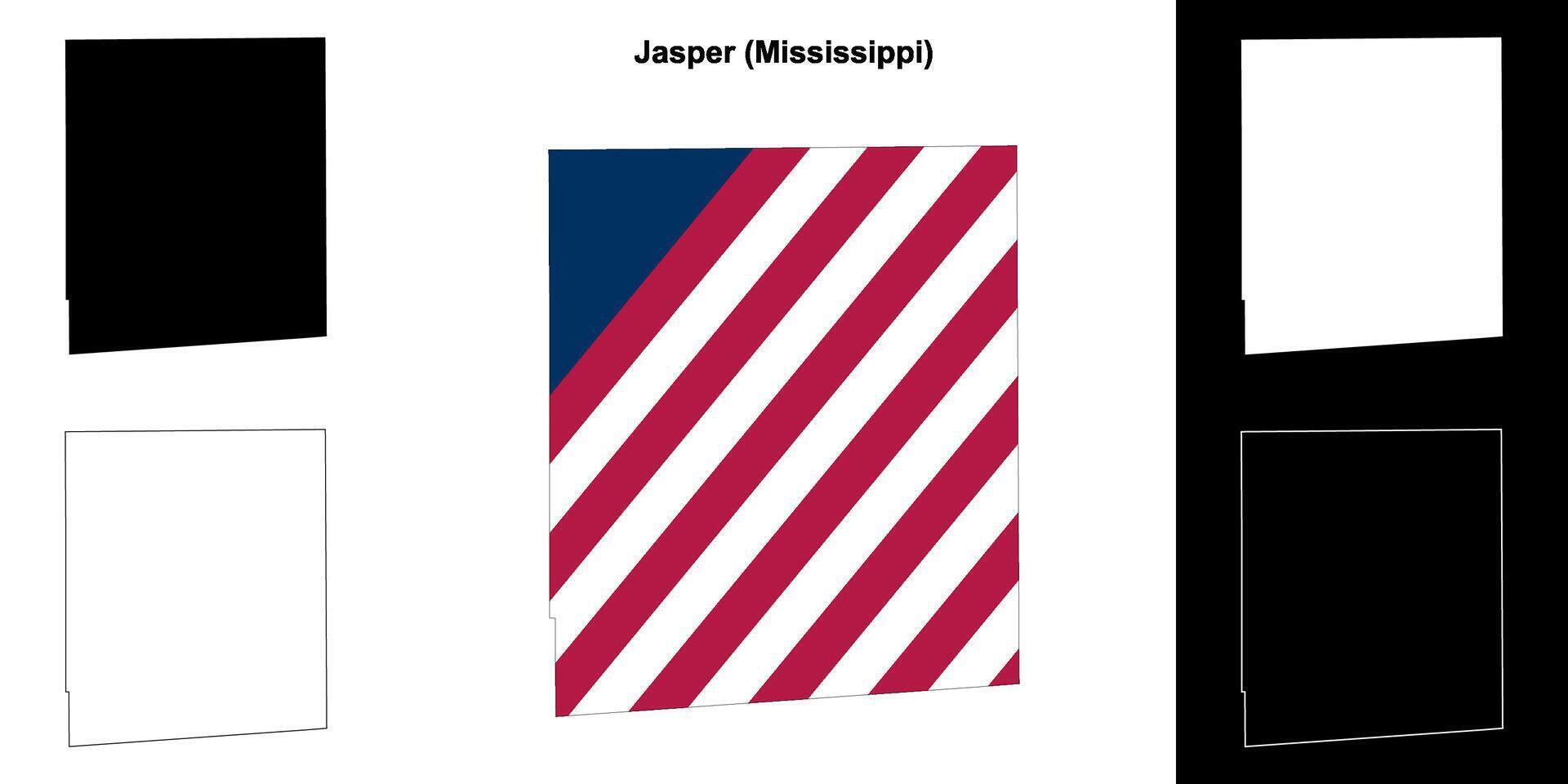 jaspe comté, Mississippi contour carte ensemble vecteur