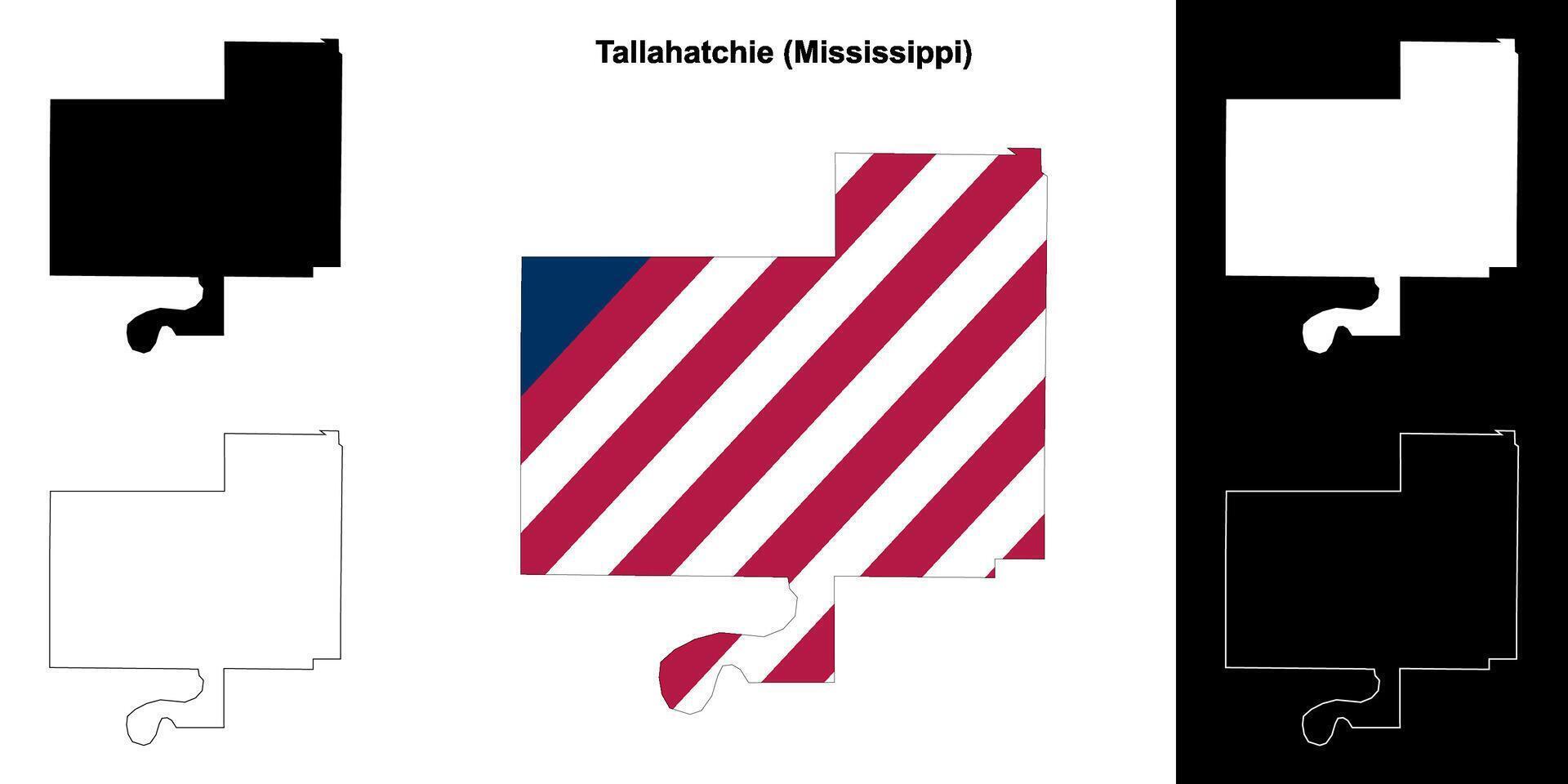 Tallahatchie comté, Mississippi contour carte ensemble vecteur