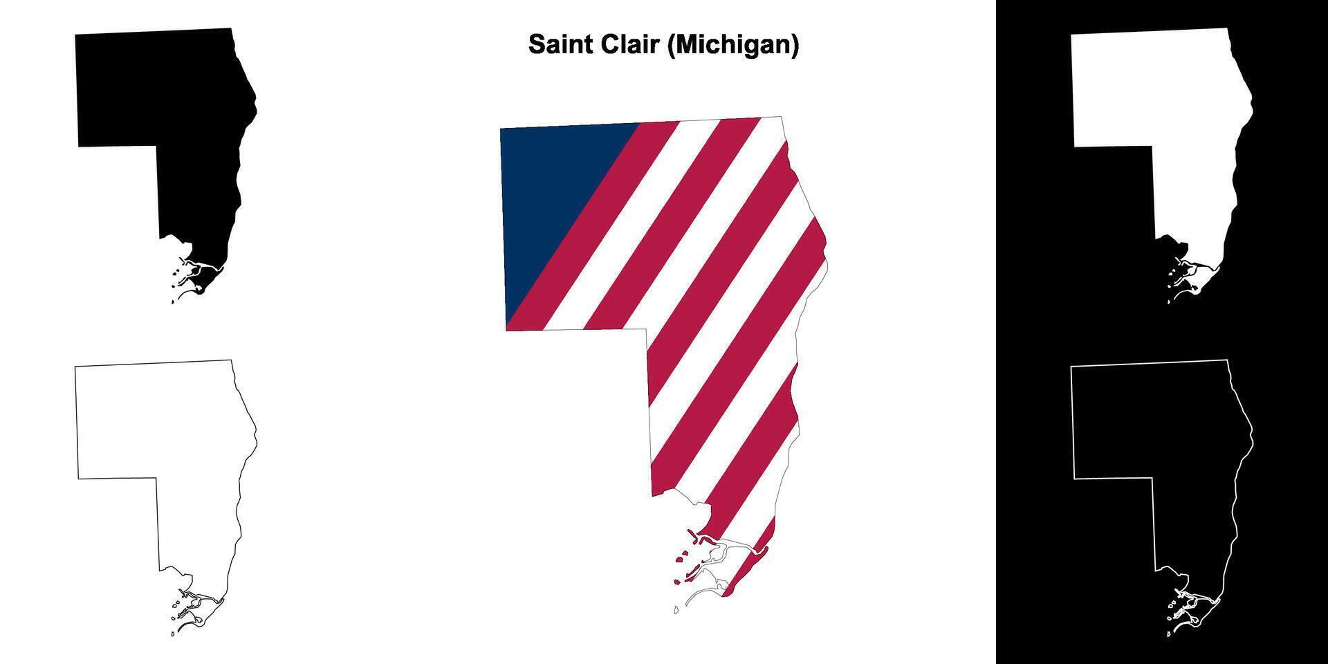 Saint clair comté, Michigan contour carte ensemble vecteur