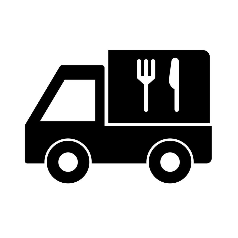 nourriture livraison un camion silhouette icône. vecteur