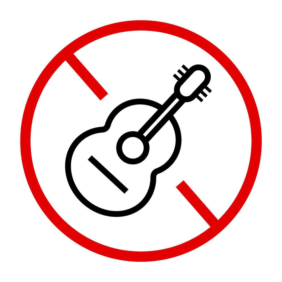 guitare utilisation interdit icône. non instrument utilisation signe. vecteur