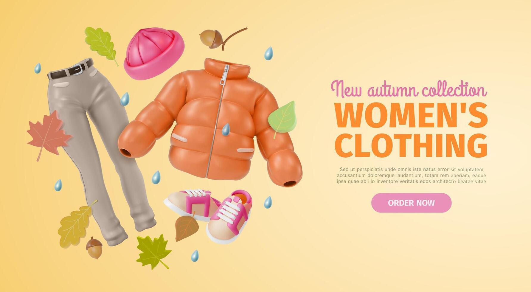 3d l'automne femmes Vêtements collection les publicités bannière concept affiche carte vecteur