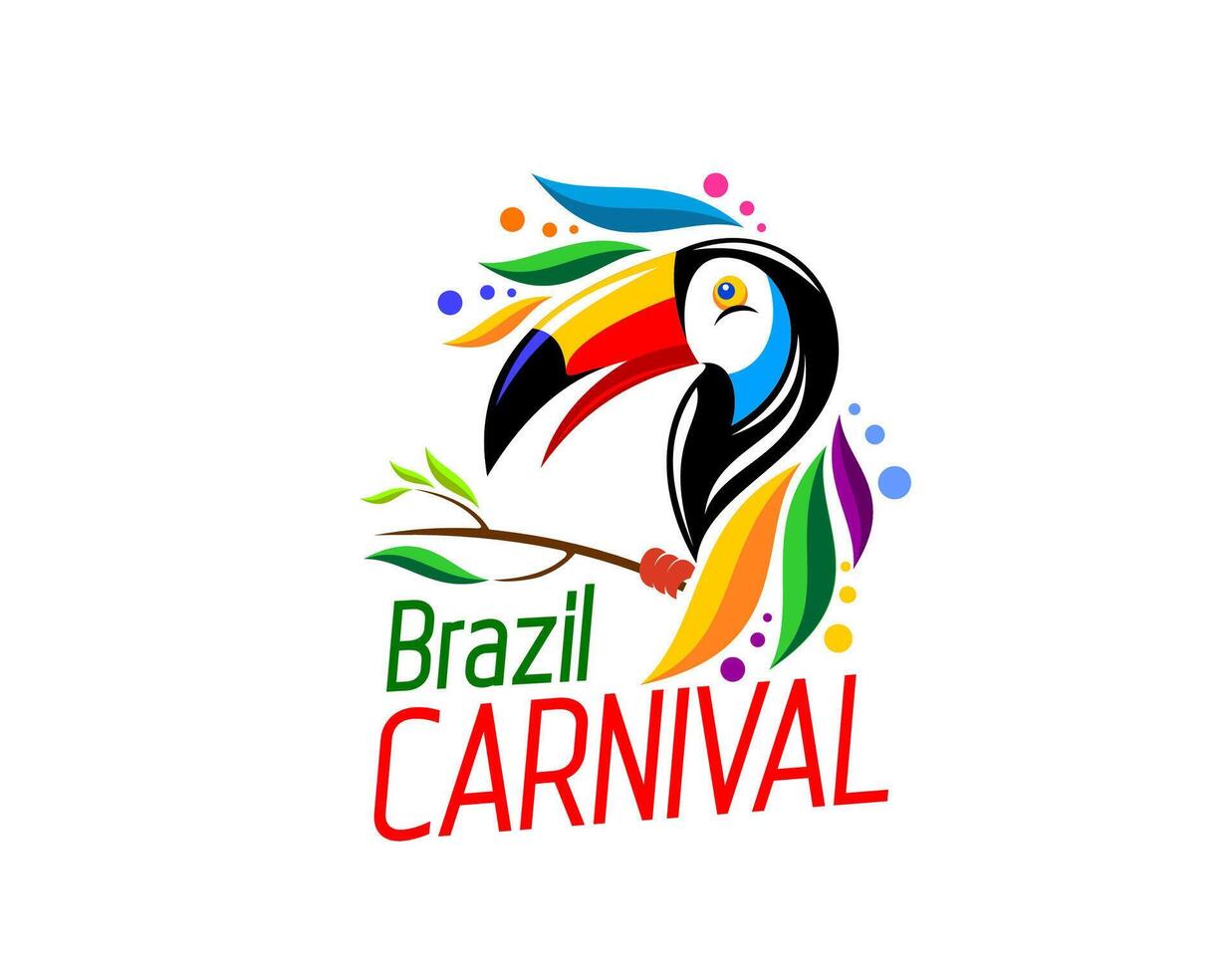 Brésil carnaval fête toucan icône de divertissement vecteur