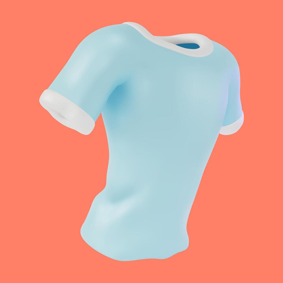 3d lumière bleu T-shirt dessin animé conception style. vecteur