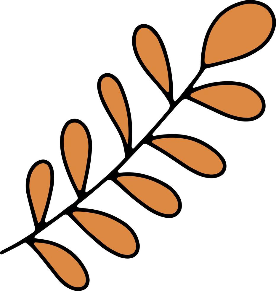 illustration vectorielle isolée avec orange handdraw laisse branche. ornement naturel. élément de design pour les décorations. vecteur