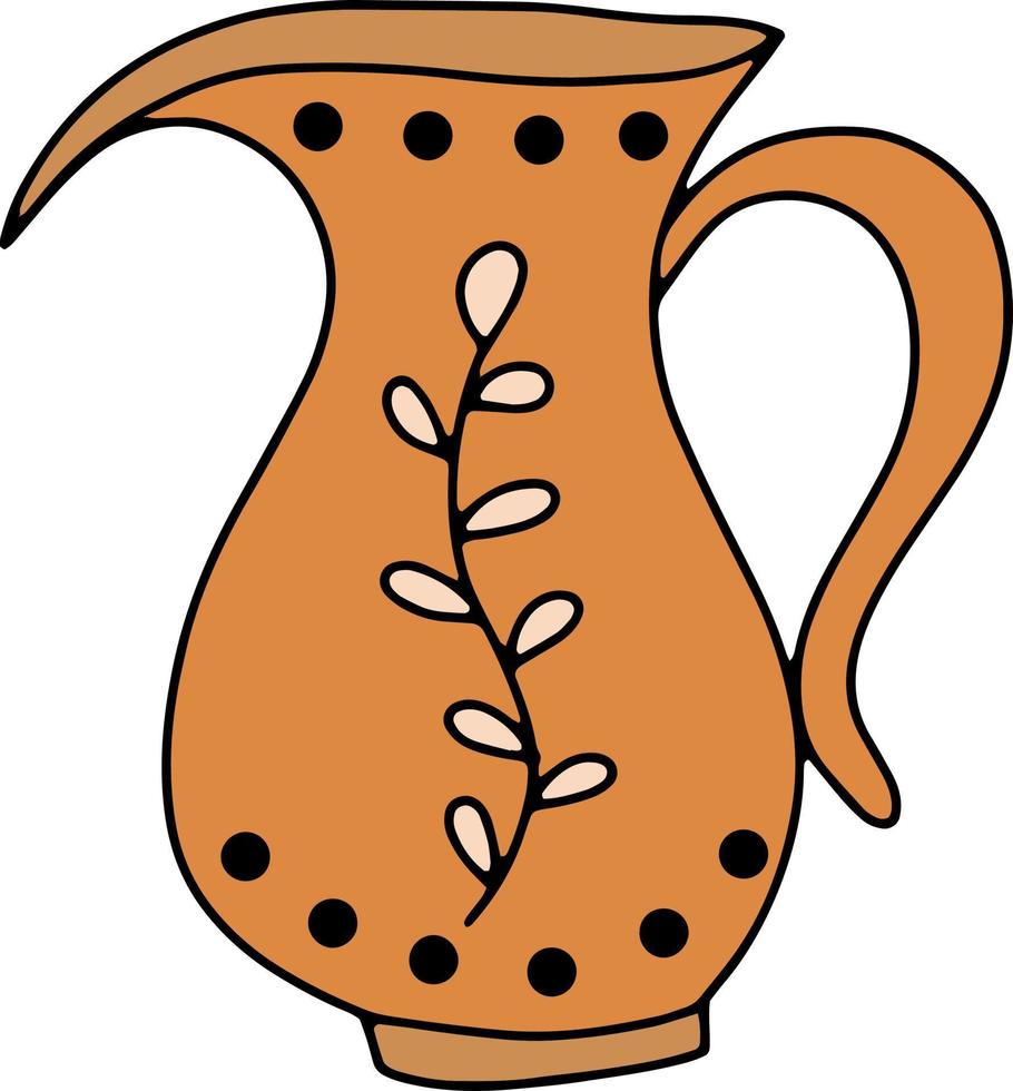 illustration vectorielle avec des ustensiles de cuisine en céramique faits à la main colorés. articles de cuisine en céramique avec un design d'ornement naturel. poterie artisanale vecteur