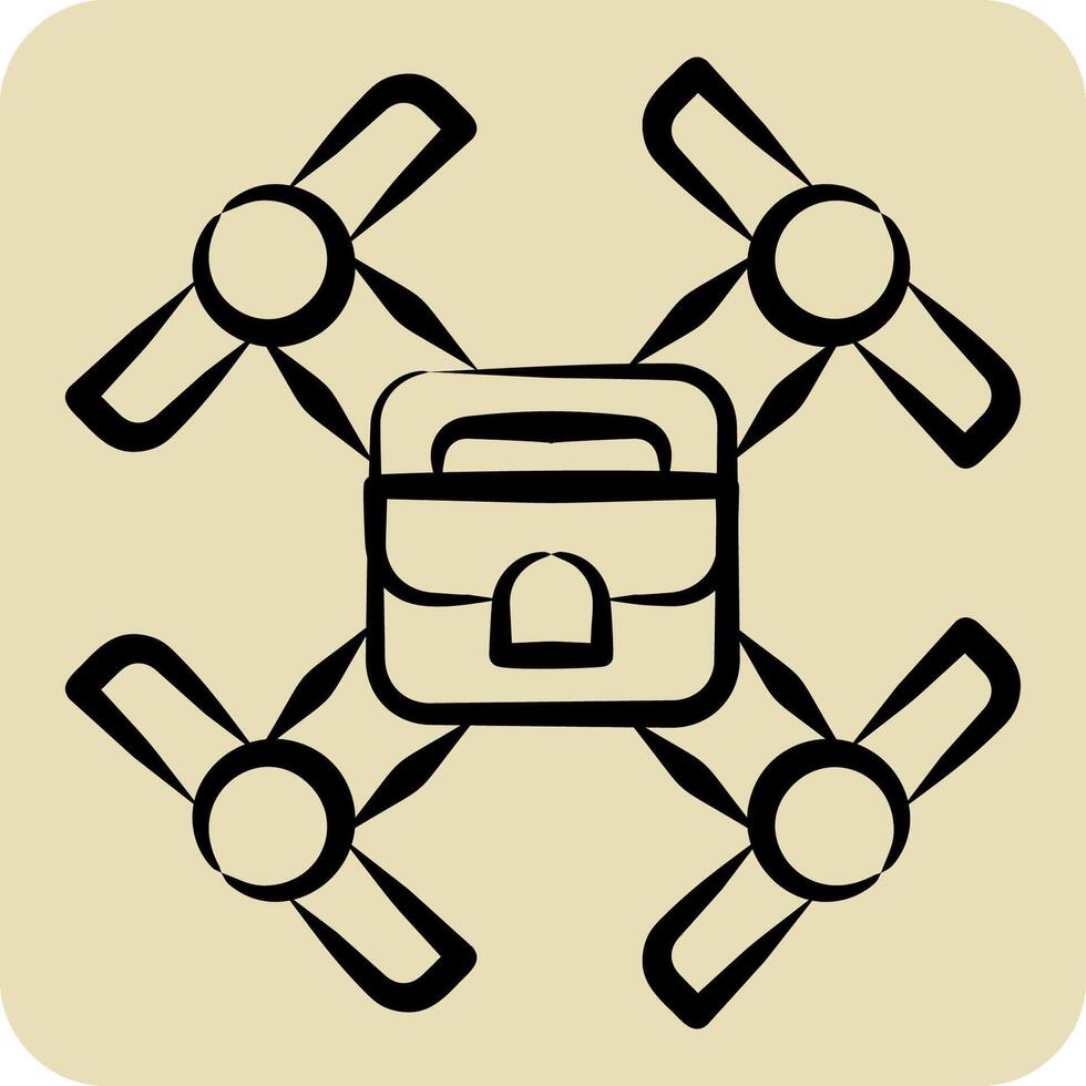 icône air artisanat. en relation à drone symbole. main tiré style. Facile conception illustration vecteur