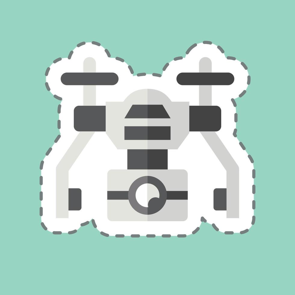 autocollant ligne Couper automatique drone. en relation à drone symbole. Facile conception illustration vecteur