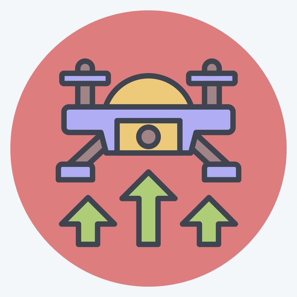 icône mouche en haut. en relation à drone symbole. Couleur camarade style. Facile conception illustration 1 vecteur