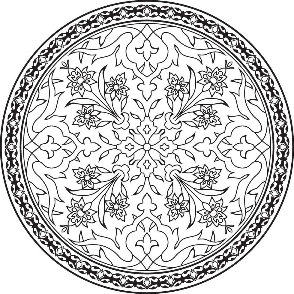 linéaire contour rond turc ornement. ottoman cercle, anneau, Cadre. musulman modèle pour coloré verre vecteur