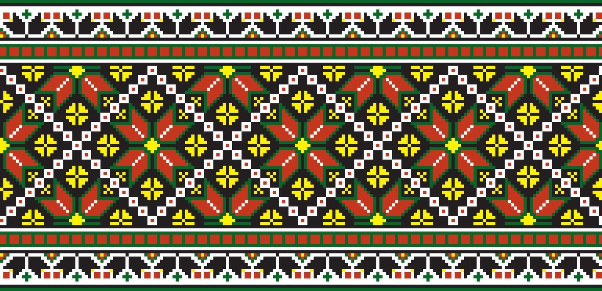 coloré sans couture ukrainien nationale ornement, broderie. interminable ethnique floral frontière, slave les peuples Cadre. rouge traverser point. vecteur