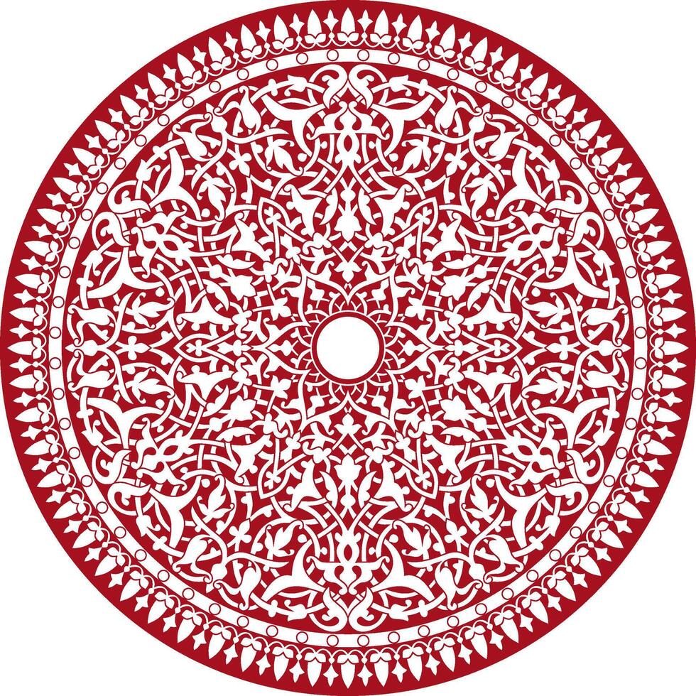 rouge arabe nationale rond ornement. ethnique cercle, est et africain les peuples de Asie, Perse, l'Iran, Irak, Syrie. vecteur
