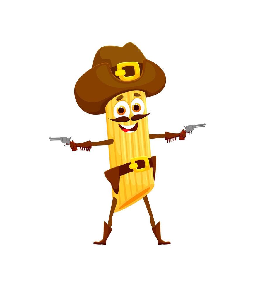 dessin animé italien Penne Pâtes cow-boy personnage vecteur