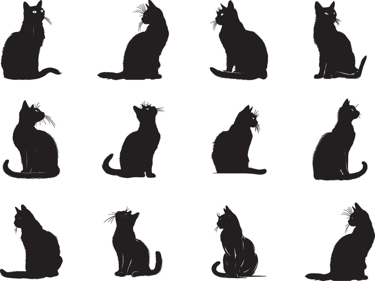 chat silhouette illustration ensemble vecteur