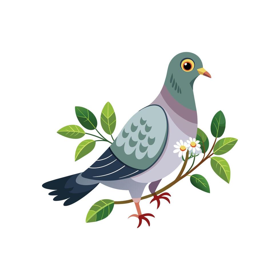 réaliste pigeon-oiseau concept illustration vecteur