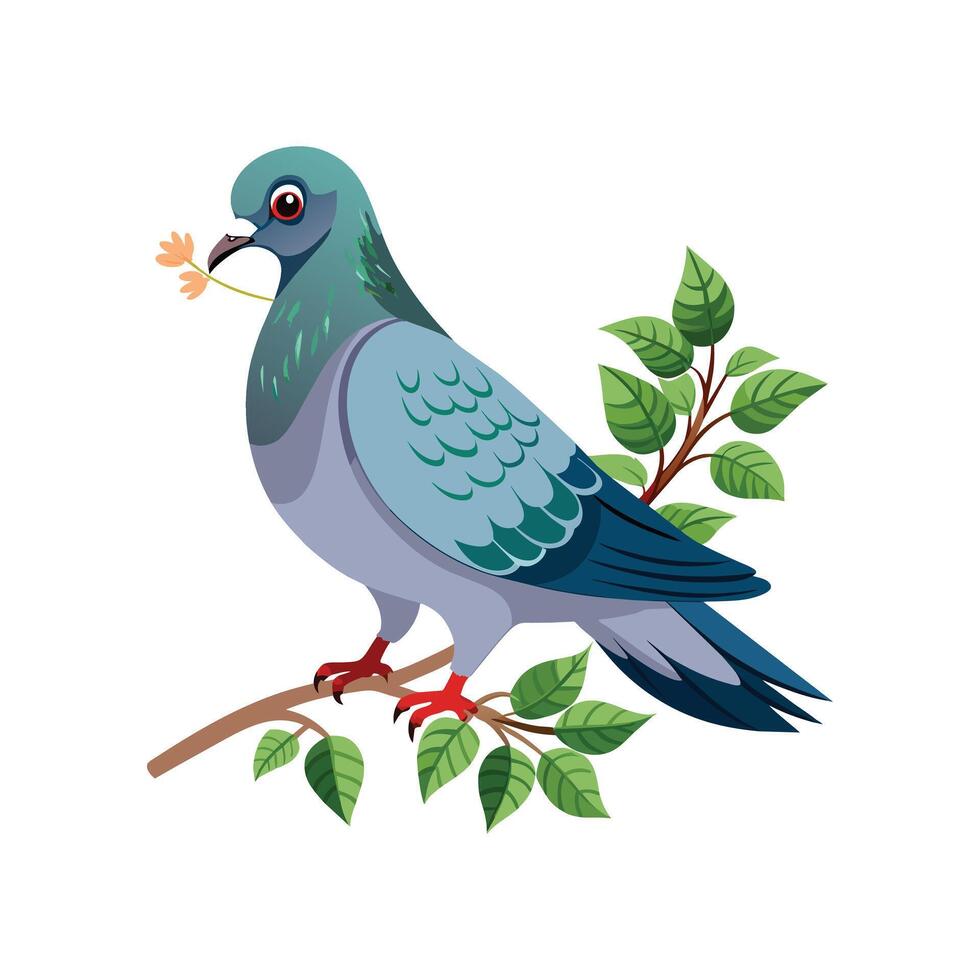 réaliste pigeon-oiseau concept illustration vecteur