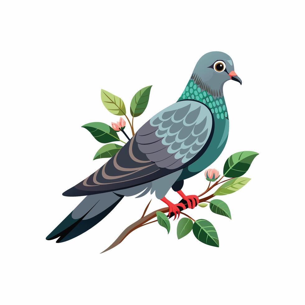 réaliste pigeon-oiseau concept illustration vecteur