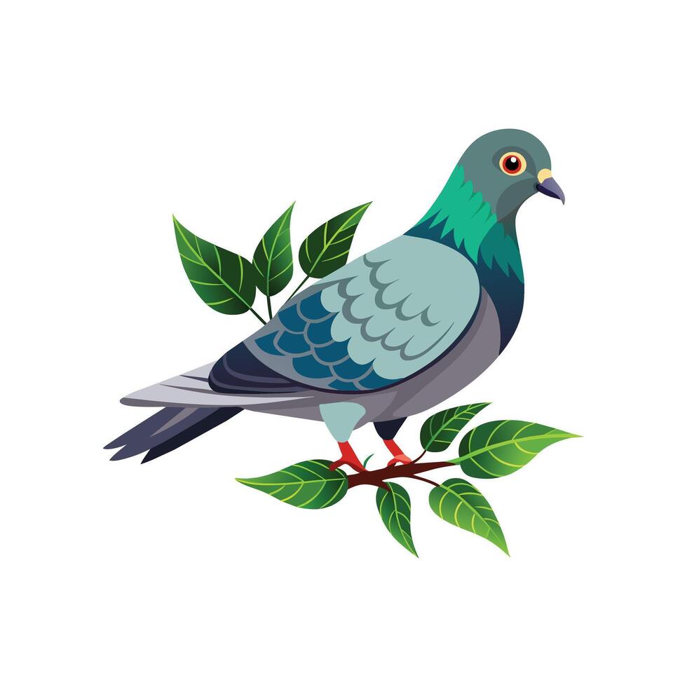 réaliste pigeon-oiseau concept illustration vecteur