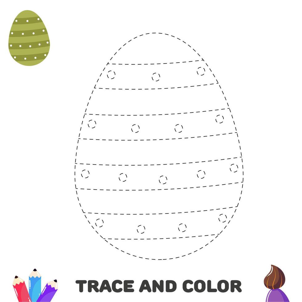 trace et Couleur Pâques Oeuf pour enfants. écriture entraine toi . coloration page pour enfants d'âge préscolaire vecteur