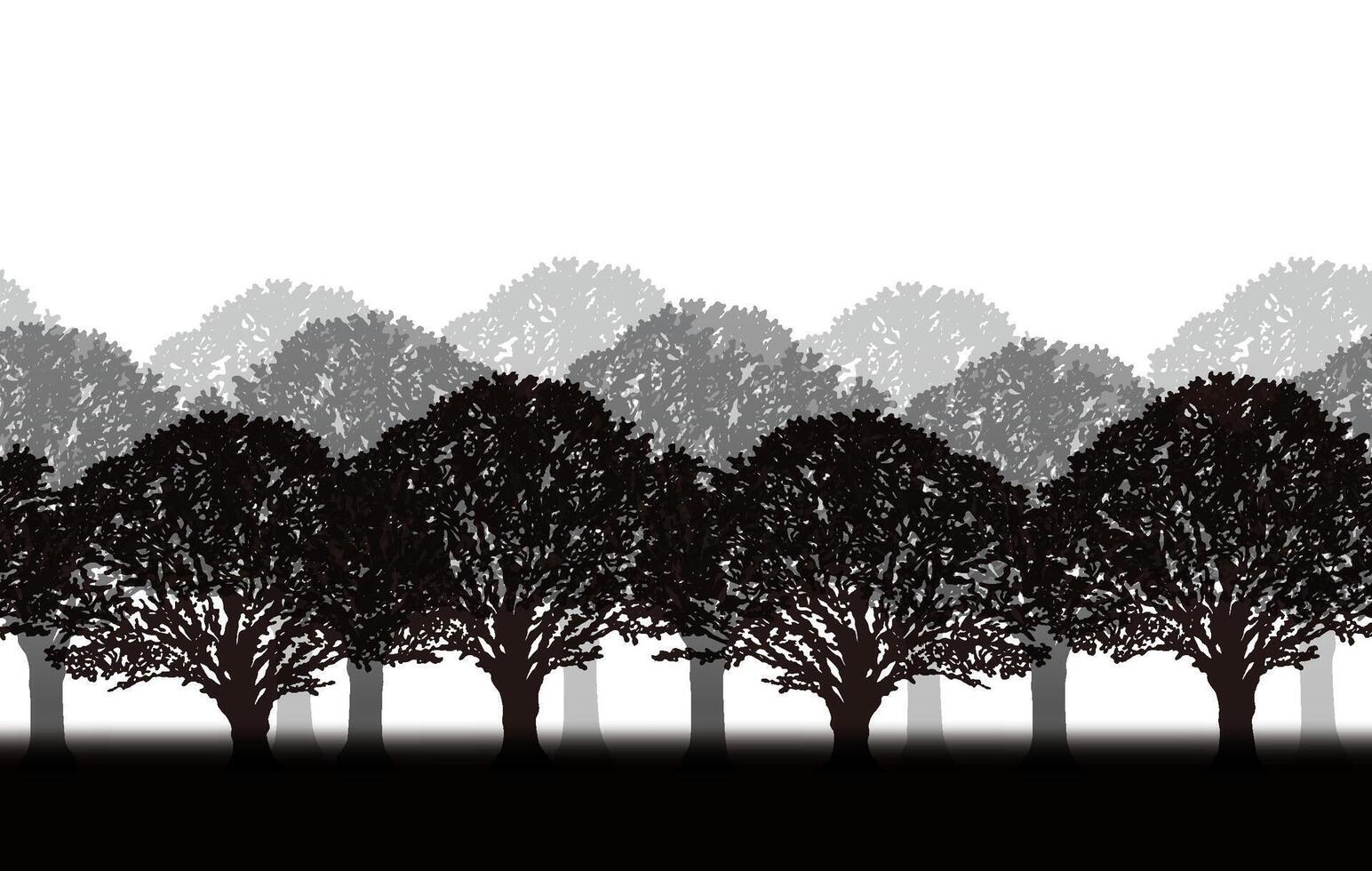 monochrome sans couture forêt silhouette Contexte illustration avec texte espace. horizontalement répétable. vecteur